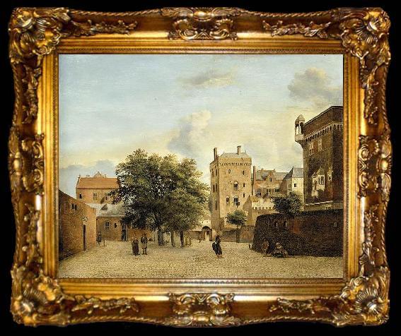 framed  Jan van der Heyden View of a Small Town Square, ta009-2